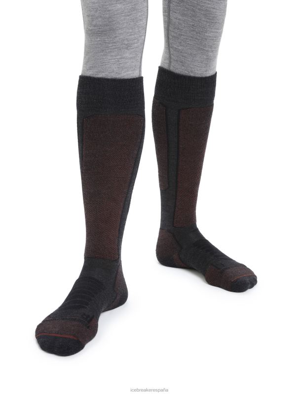 Icebreaker hombres calcetines merino ski+ medianos por encima de la pantorrilla 0V2J0283 accesorios brezo azabache/espresso