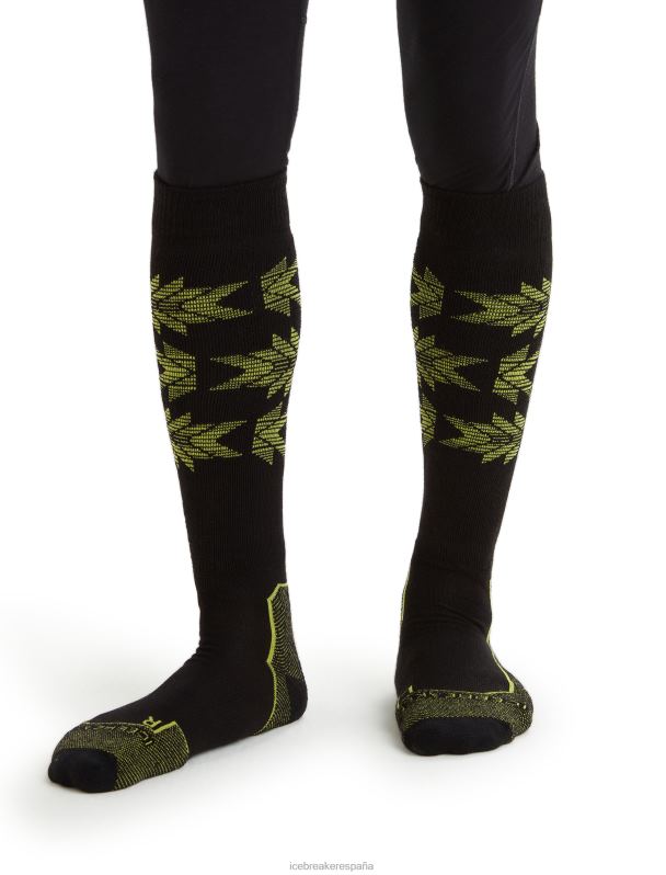 Icebreaker hombres merino ski+ calcetines ligeros por encima de la pantorrilla ski Heritage 0V2J0457 accesorios negro/brillo