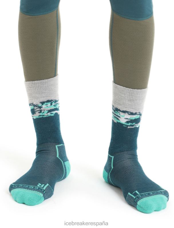 Icebreaker hombres merino walk+ calcetines medianos sedimentarios 0V2J0285 accesorios gloria verde/fresco
