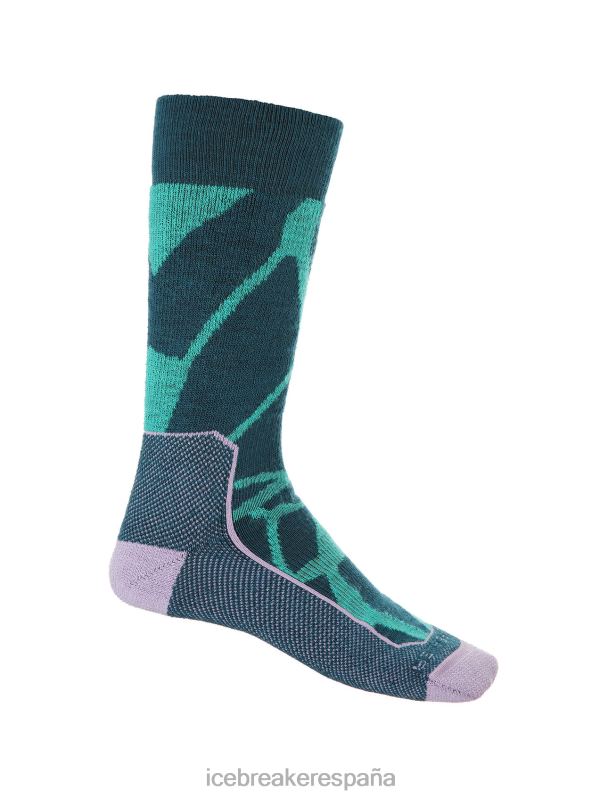 Icebreaker mujer calcetines merino walk+ media tripulación paisajes fracturados 0V2J0774 accesorios gloria fresca/verde