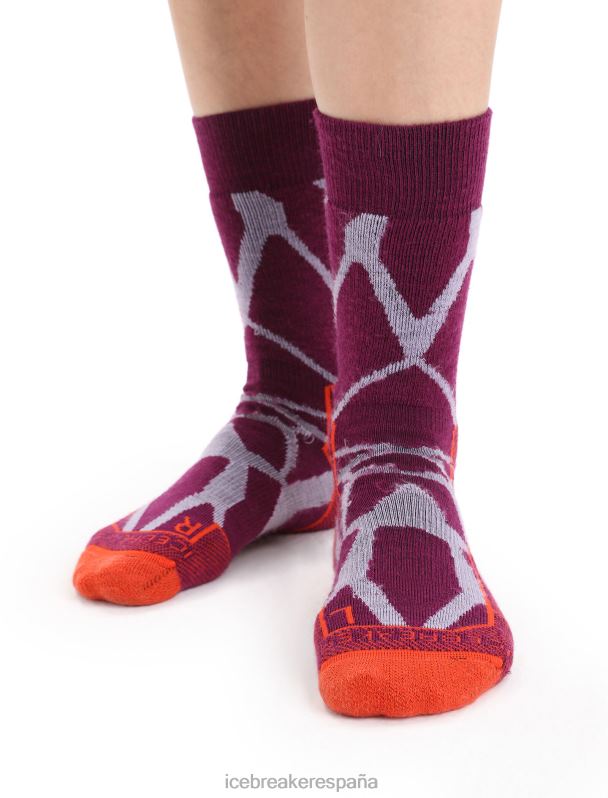 Icebreaker mujer calcetines merino walk+ media tripulación paisajes fracturados 0V2J0775 accesorios mirada morada/ir baya