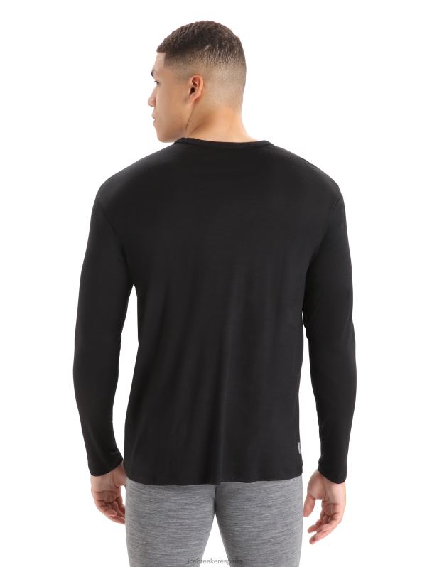 Icebreaker hombres camiseta de manga larga con bolsillo de merino granary 0V2J0198 ropa negro