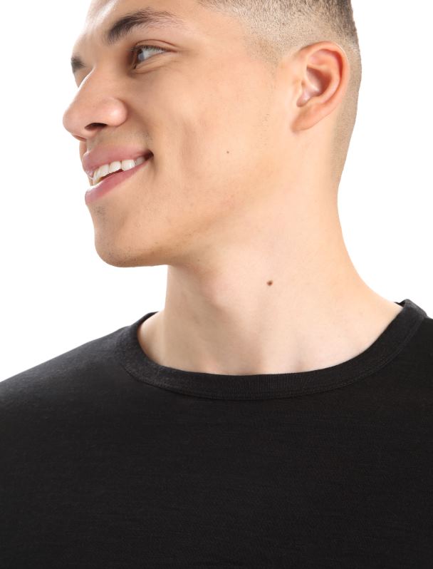 Icebreaker hombres camiseta de manga larga con bolsillo de merino granary 0V2J0198 ropa negro