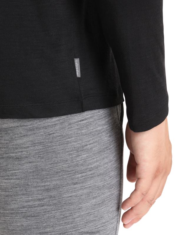 Icebreaker hombres camiseta de manga larga con bolsillo de merino granary 0V2J0198 ropa negro