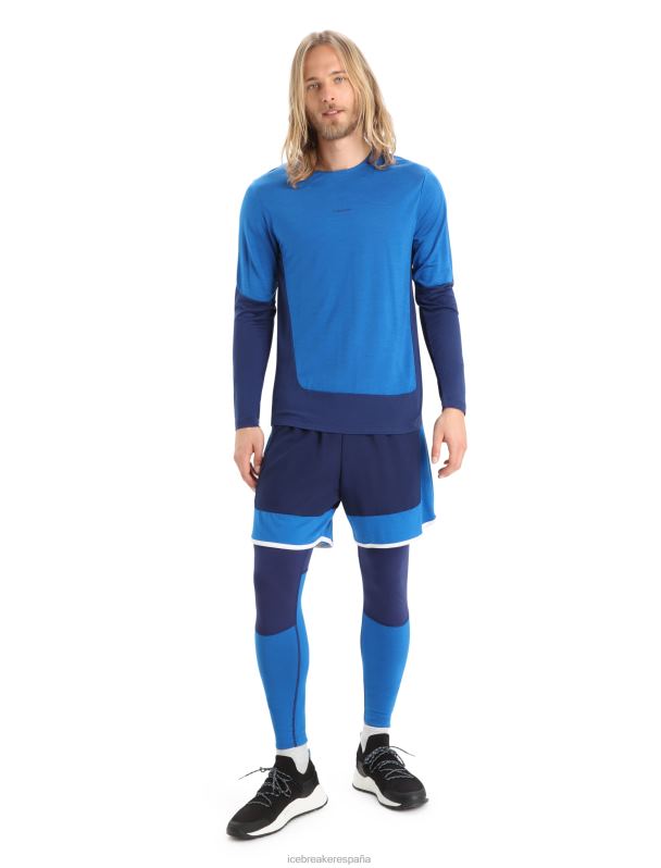 Icebreaker hombres camiseta de manga larga de punto merino 0V2J0200 ropa lazurita/azul marino real