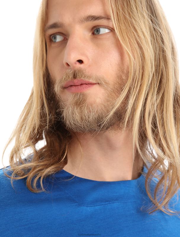 Icebreaker hombres camiseta de manga larga de punto merino 0V2J0200 ropa lazurita/azul marino real