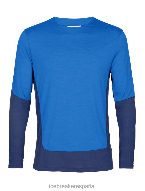Icebreaker hombres camiseta de manga larga de punto merino 0V2J0200 ropa lazurita/azul marino real