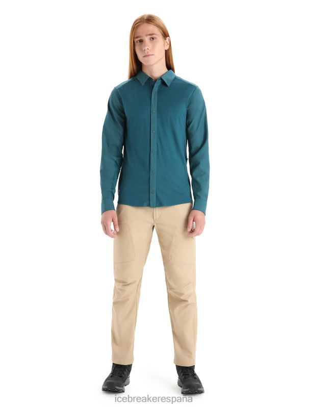 Icebreaker hombres top de manga larga de lana merino 0V2J0190 ropa gloria verde