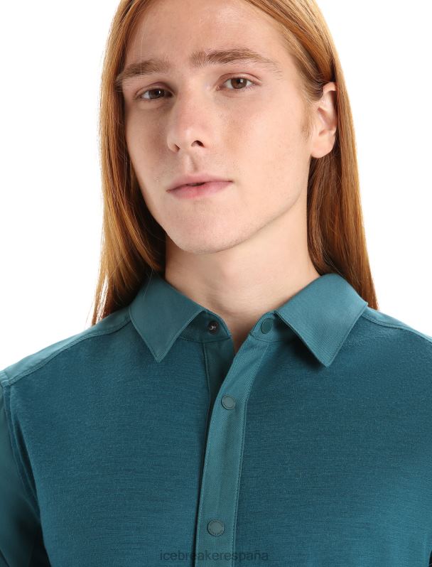 Icebreaker hombres top de manga larga de lana merino 0V2J0190 ropa gloria verde