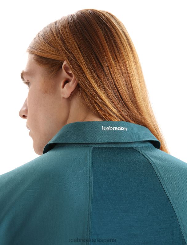 Icebreaker hombres top de manga larga de lana merino 0V2J0190 ropa gloria verde