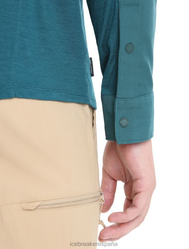 Icebreaker hombres top de manga larga de lana merino 0V2J0190 ropa gloria verde