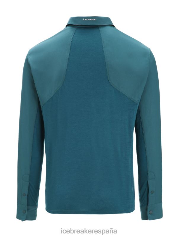 Icebreaker hombres top de manga larga de lana merino 0V2J0190 ropa gloria verde