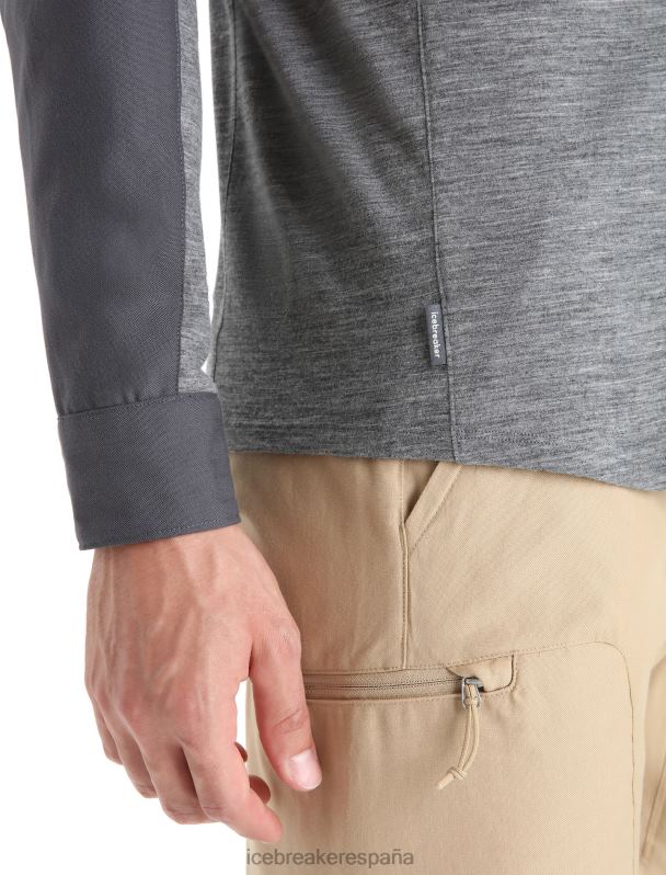 Icebreaker hombres top de manga larga de lana merino 0V2J0191 ropa monzón/brezo arenisca