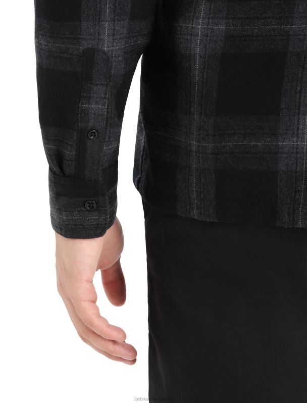 Icebreaker hombres Merino Dawnder camisa de franela de manga larga a cuadros 0V2J0357 ropa brezo azabache