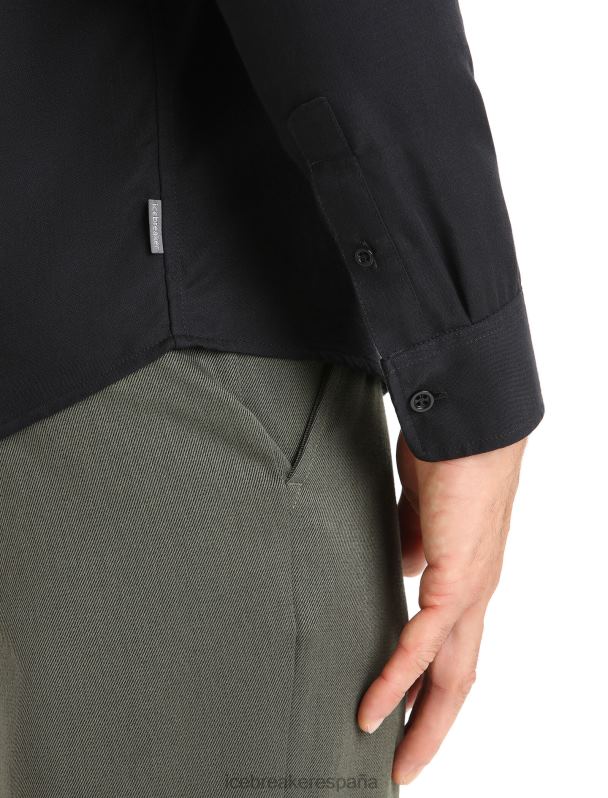 Icebreaker hombres camisa de manga larga merino steveston 0V2J0194 ropa negro