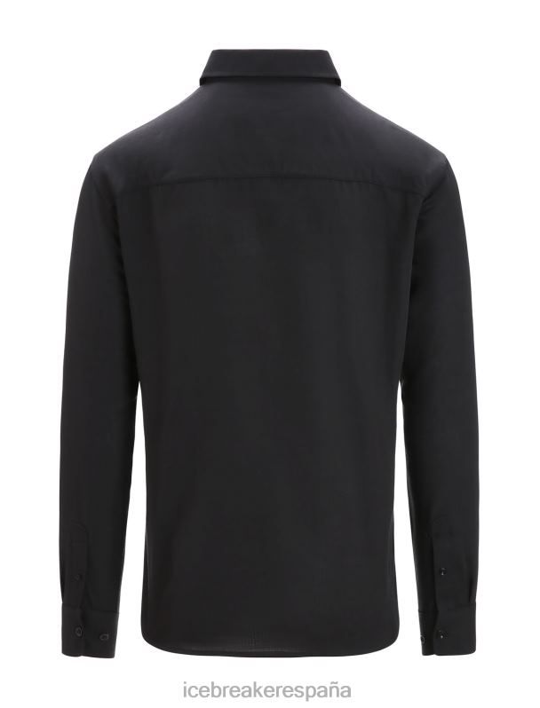 Icebreaker hombres camisa de manga larga merino steveston 0V2J0194 ropa negro