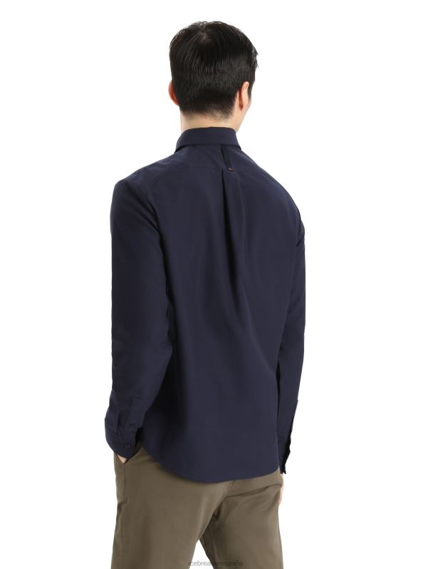 Icebreaker hombres camisa merino berlín manga larga 0V2J0372 ropa azul marino de medianoche