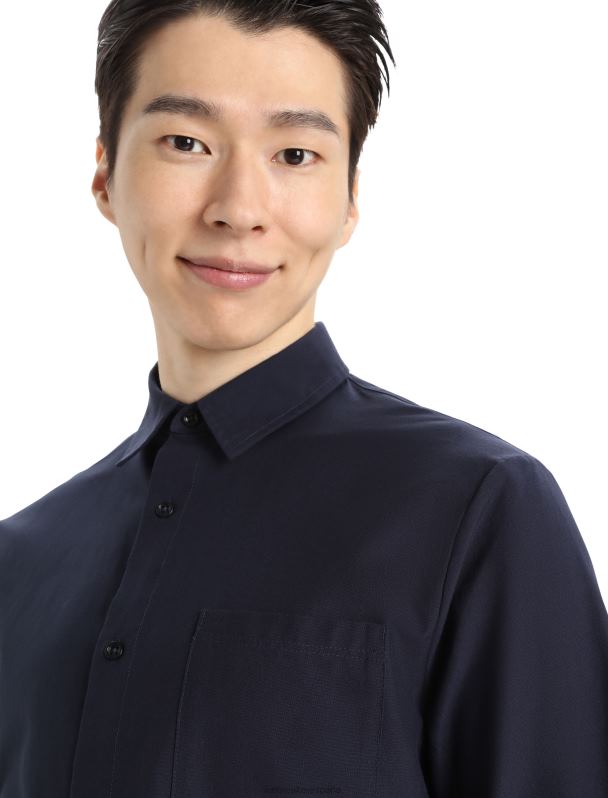 Icebreaker hombres camisa merino berlín manga larga 0V2J0372 ropa azul marino de medianoche