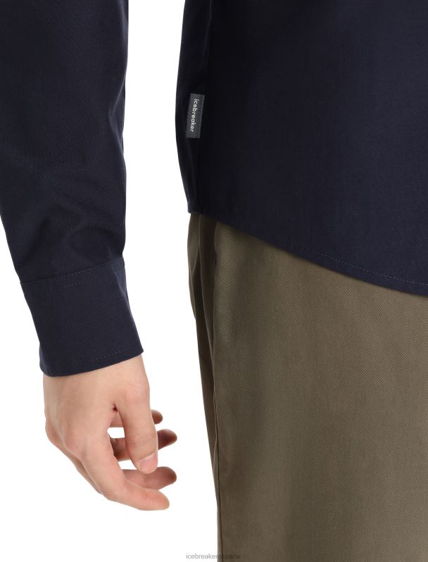 Icebreaker hombres camisa merino berlín manga larga 0V2J0372 ropa azul marino de medianoche