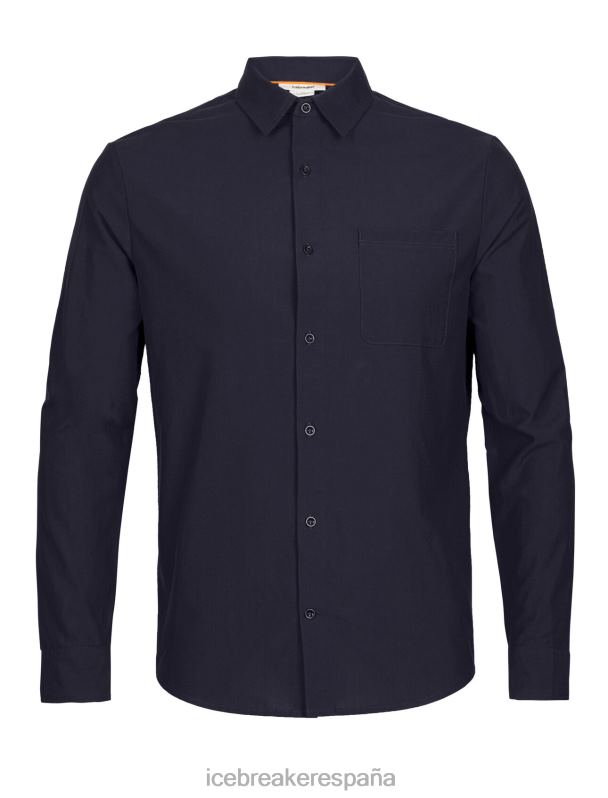 Icebreaker hombres camisa merino berlín manga larga 0V2J0372 ropa azul marino de medianoche