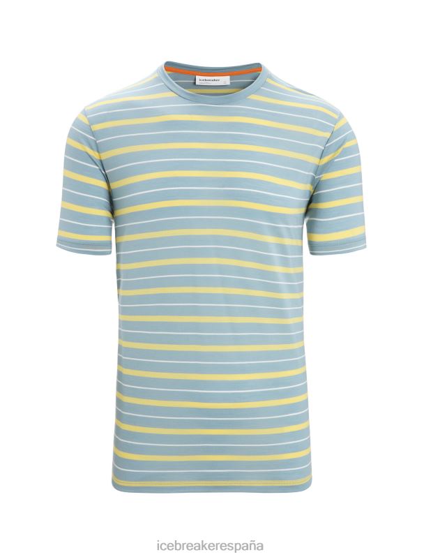 Icebreaker hombres Camiseta Merino Wave de manga corta a rayas 0V2J019 ropa azul astral/verano