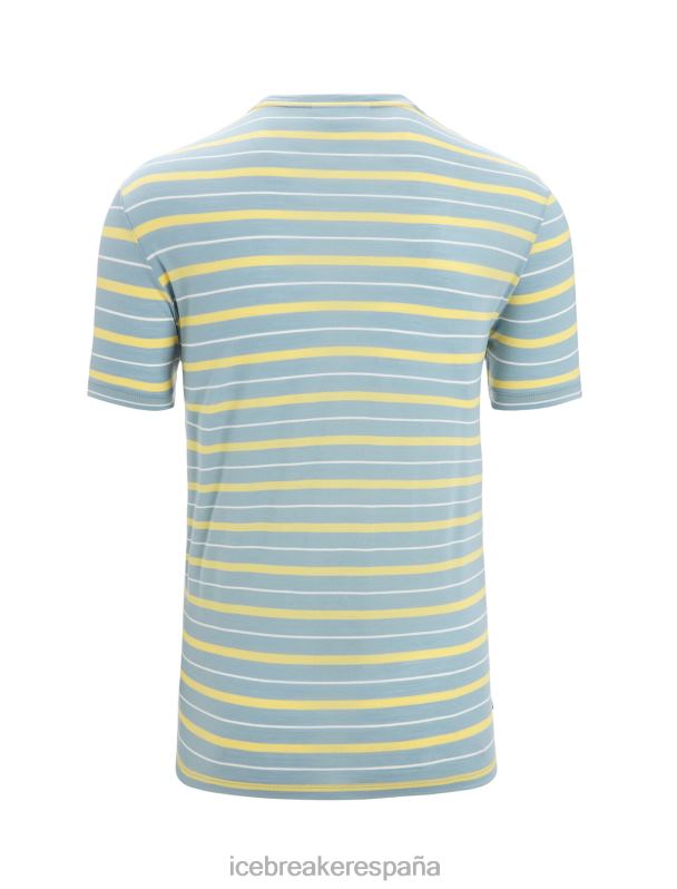 Icebreaker hombres Camiseta Merino Wave de manga corta a rayas 0V2J019 ropa azul astral/verano