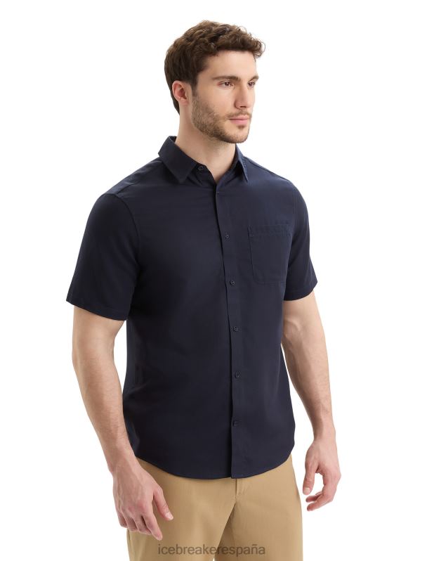 Icebreaker hombres camisa merino steveston manga corta 0V2J010 ropa azul marino de medianoche