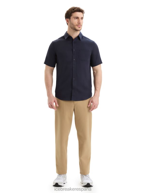 Icebreaker hombres camisa merino steveston manga corta 0V2J010 ropa azul marino de medianoche