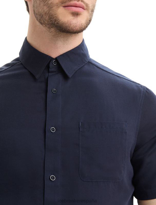 Icebreaker hombres camisa merino steveston manga corta 0V2J010 ropa azul marino de medianoche