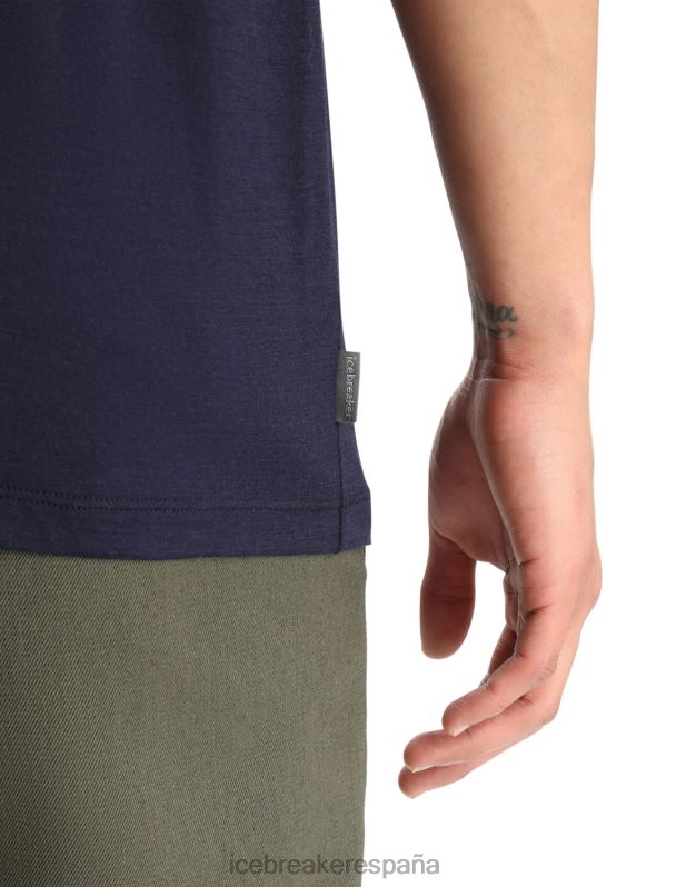 Icebreaker hombres camiseta de manga corta con bolsillo de merino granary 0V2J016 ropa azul marino de medianoche