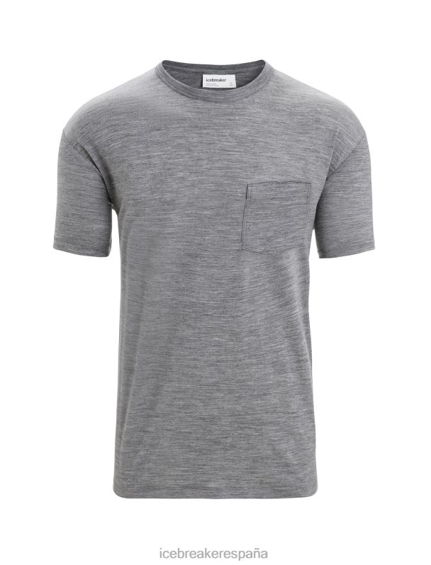 Icebreaker hombres camiseta de manga corta con bolsillo de merino granary 0V2J018 ropa brezo de piedra arenisca