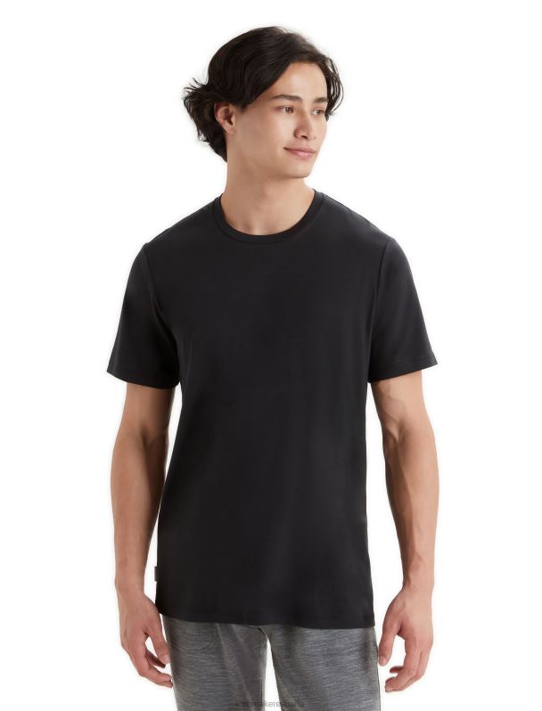 Icebreaker hombres camiseta de manga corta de algodón tencel 0V2J076 ropa negro