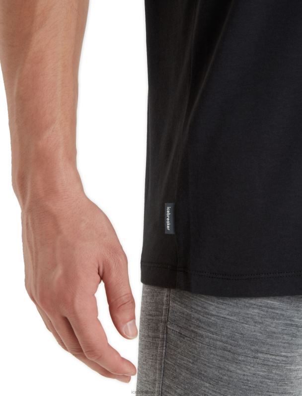 Icebreaker hombres camiseta de manga corta de algodón tencel 0V2J076 ropa negro