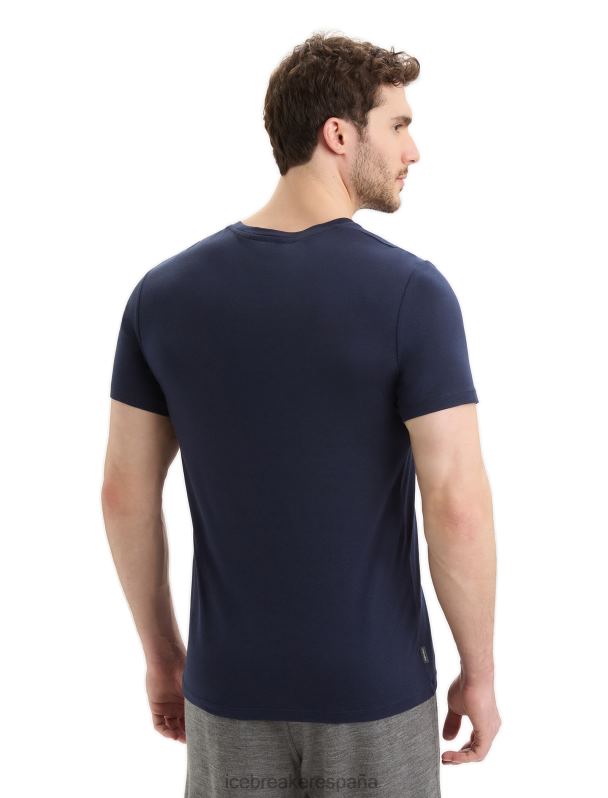 Icebreaker hombres camiseta de manga corta de algodón tencel 0V2J078 ropa azul marino de medianoche