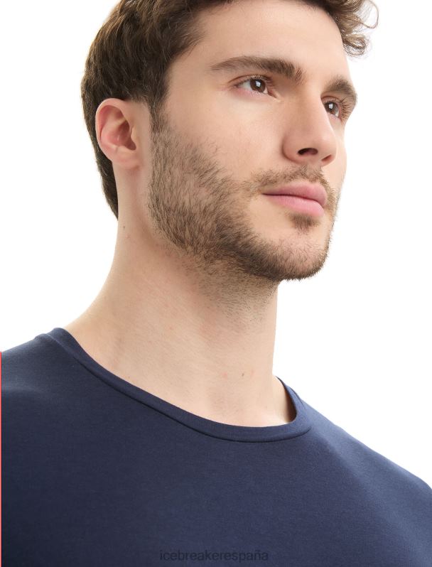Icebreaker hombres camiseta de manga corta de algodón tencel 0V2J078 ropa azul marino de medianoche