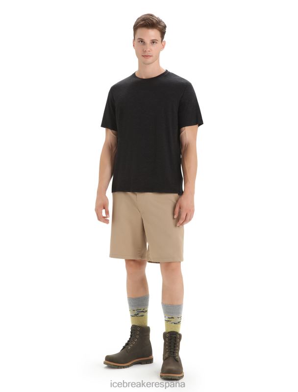 Icebreaker hombres camiseta de manga corta de lino merino 0V2J080 ropa negro