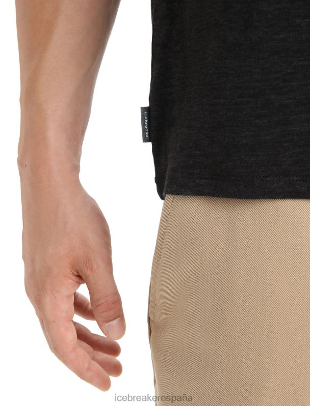Icebreaker hombres camiseta de manga corta de lino merino 0V2J080 ropa negro