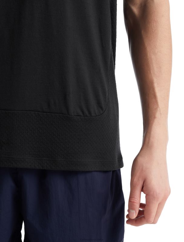 Icebreaker hombres camiseta de manga corta de punto merino 0V2J0498 ropa negro