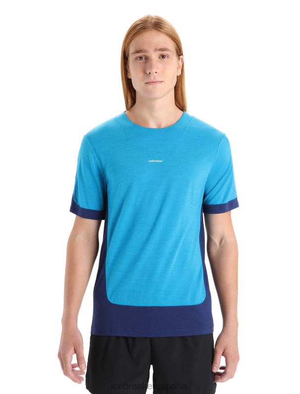 Icebreaker hombres camiseta de manga corta de punto merino 0V2J071 ropa azul geo/azul marino real