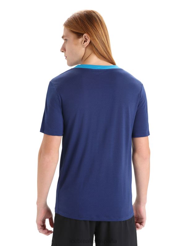 Icebreaker hombres camiseta de manga corta de punto merino 0V2J071 ropa azul geo/azul marino real