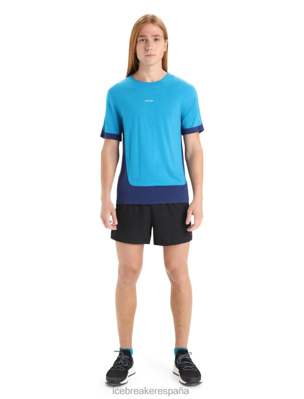 Icebreaker hombres camiseta de manga corta de punto merino 0V2J071 ropa azul geo/azul marino real