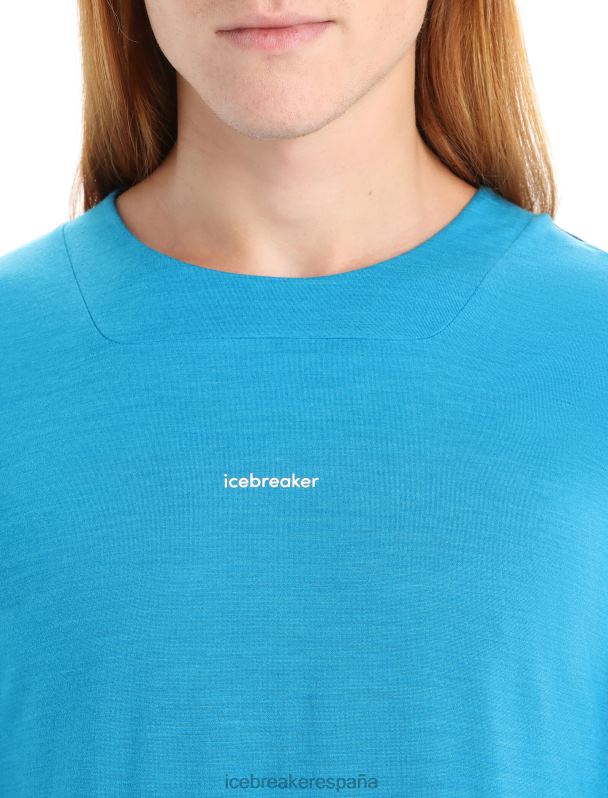 Icebreaker hombres camiseta de manga corta de punto merino 0V2J071 ropa azul geo/azul marino real