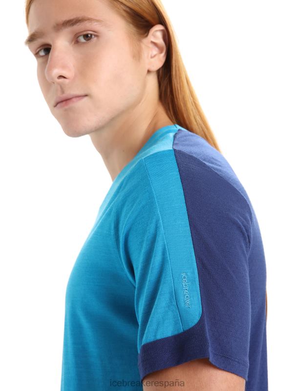 Icebreaker hombres camiseta de manga corta de punto merino 0V2J071 ropa azul geo/azul marino real