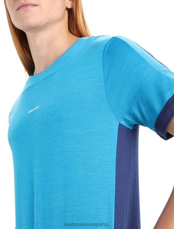 Icebreaker hombres camiseta de manga corta de punto merino 0V2J071 ropa azul geo/azul marino real