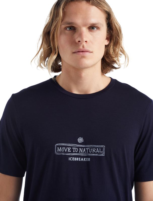 Icebreaker hombres camiseta de manga corta merino tech lite ii cultivada en el sur 0V2J0484 ropa azul marino de medianoche