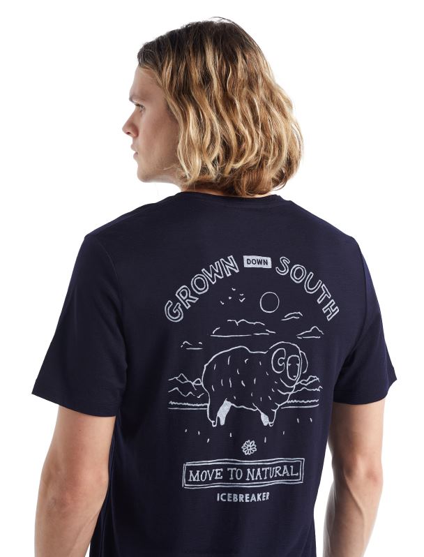 Icebreaker hombres camiseta de manga corta merino tech lite ii cultivada en el sur 0V2J0484 ropa azul marino de medianoche