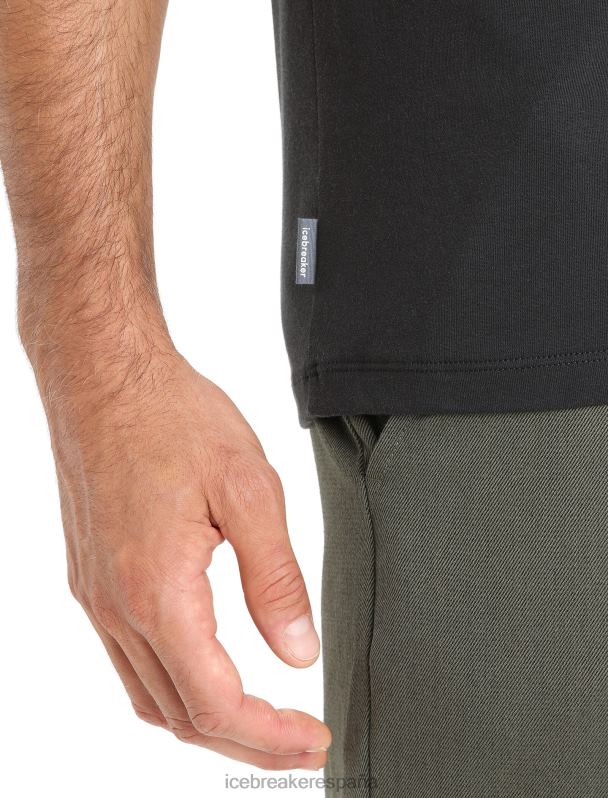 Icebreaker hombres camiseta manga corta algodon tencel logo natural 0V2J088 ropa negro