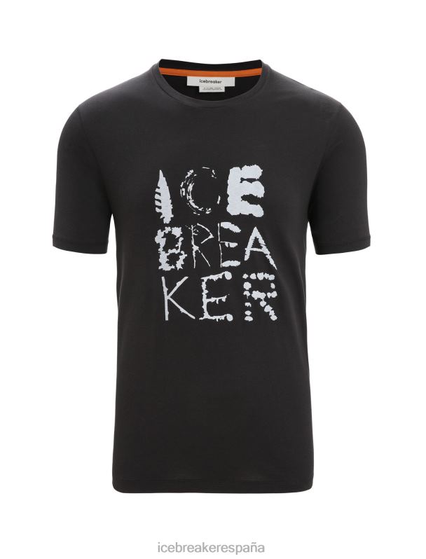 Icebreaker hombres camiseta manga corta algodon tencel logo natural 0V2J088 ropa negro