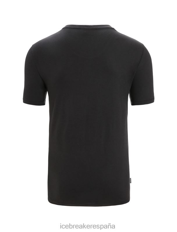 Icebreaker hombres camiseta manga corta algodon tencel logo natural 0V2J088 ropa negro