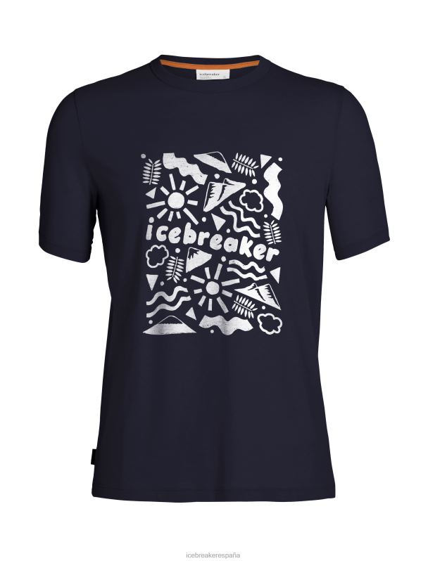 Icebreaker hombres camiseta manga corta algodon tencel origins 0V2J0354 ropa azul marino de medianoche